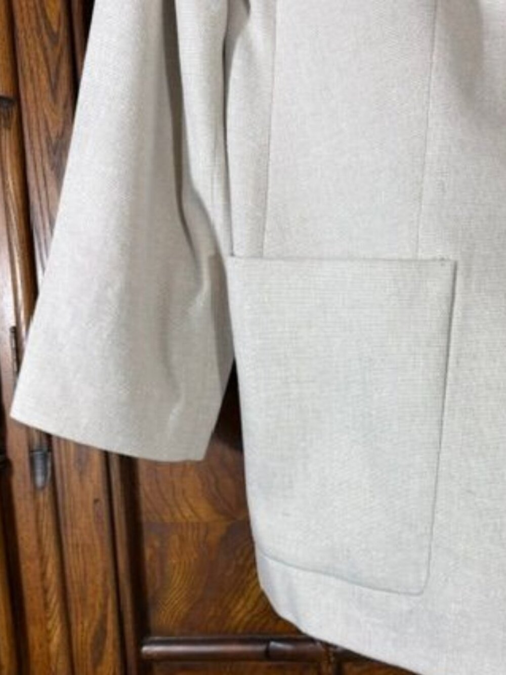 Express Oatmeal Heather Luxe Lounge Cotton Wool Blend Blazer - Picture 4 of 11